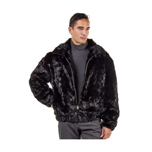 Men's Genuine Mink Bomber Coat Very High Quality Material And Craftsmanship - Picture 8 of 9
